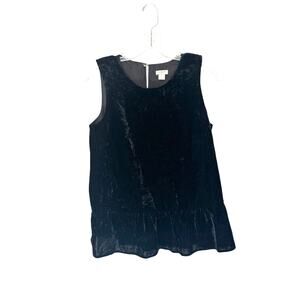 J.Crew Black Relaxed Velvet Vamp Witchy Whimsigoth Sleeveless Tank Top Size 0